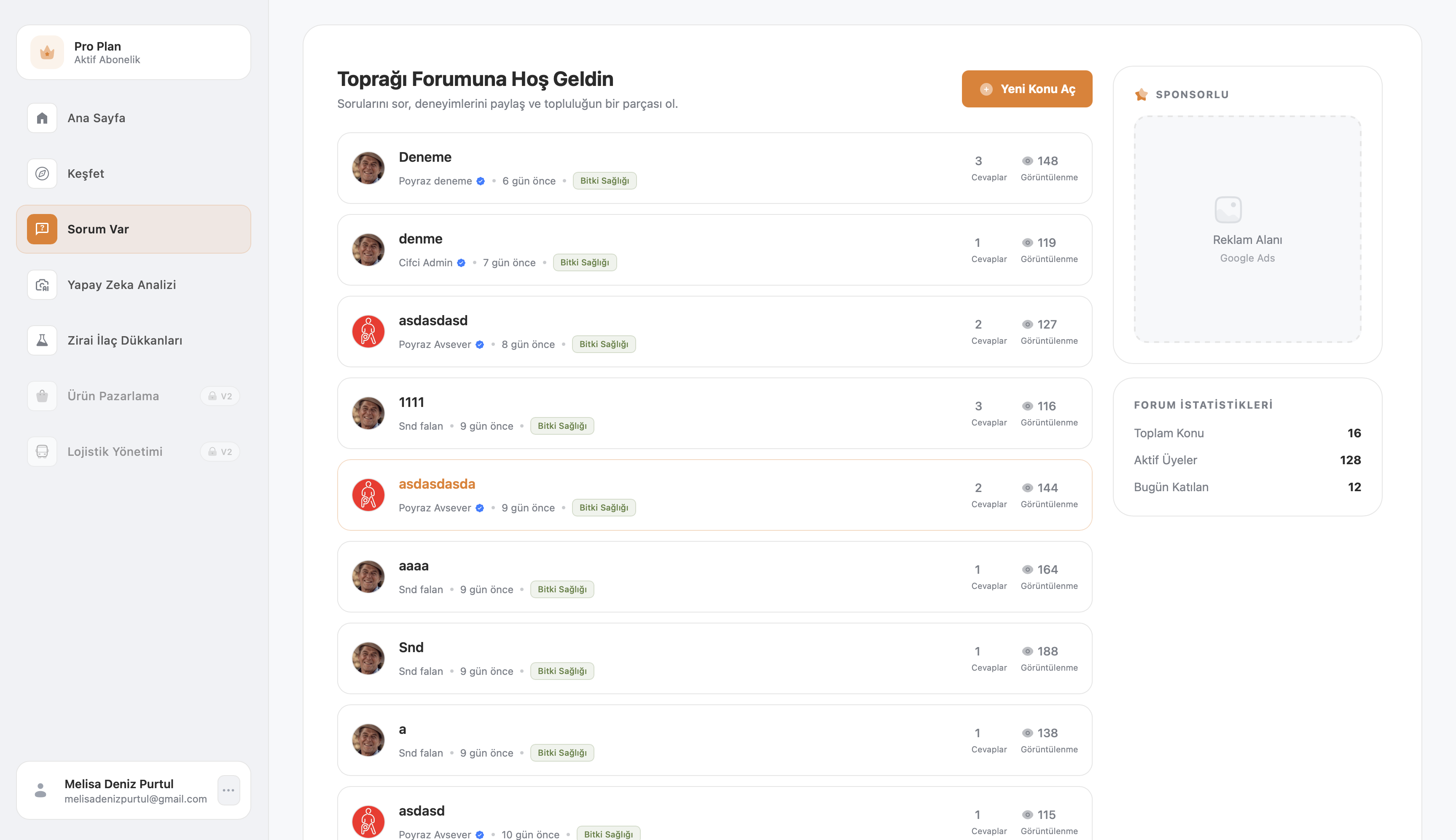 Topluluk forumu ekranı 1